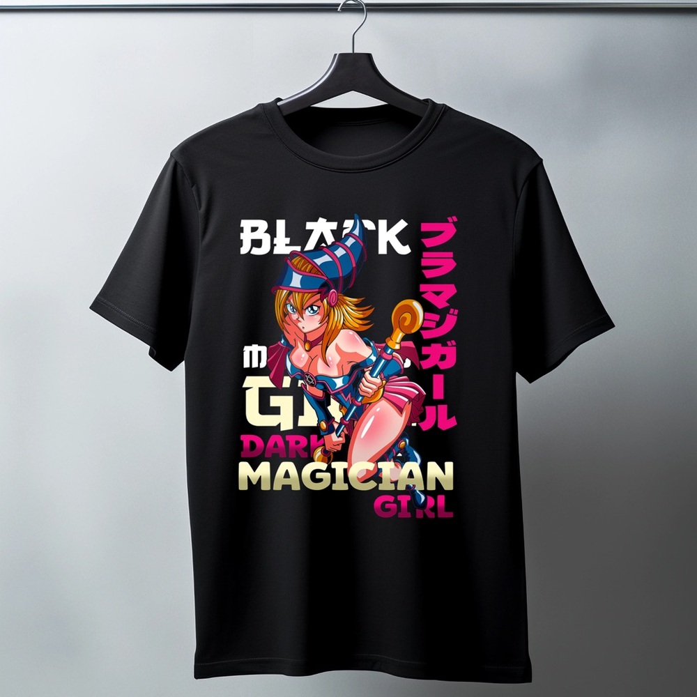 Black Graphic Tee - Anime Design